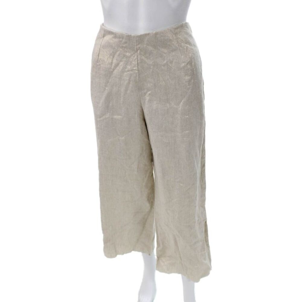 Nonchalant Label Womens Cropped Pants Beige Polyester Zip Solid Size S